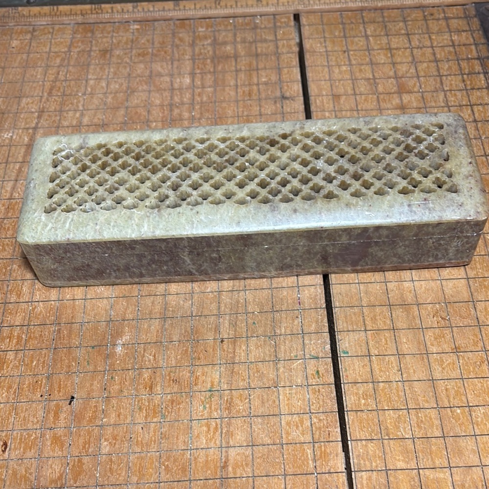 Carved Lattice Soapstone Jewelry Trinket Box Long Rectangular 8”x2.5”Wx1.5”H